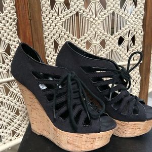 SOLD Steve Madden Watchout Lace Up Wedge Sandals
